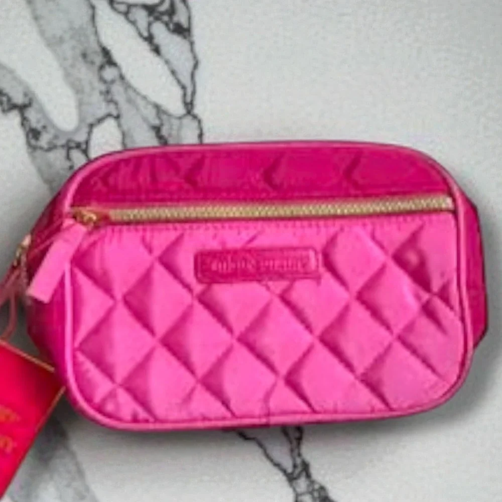 Juicy Couture Neon Pink‎ Quilted Nylon Belt Bag Gold HW Fanny Pack Crossbody NEW